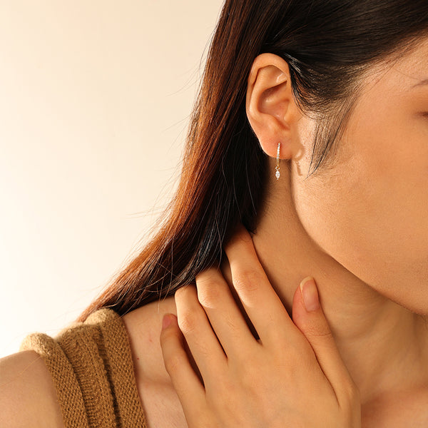 FE2759 Blue Turquoise Colorful Stone Dangle Hoop Earrings