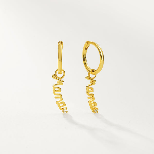 FE2859 925 Sterling Silver Alphabet MAMA Dangle Earrings