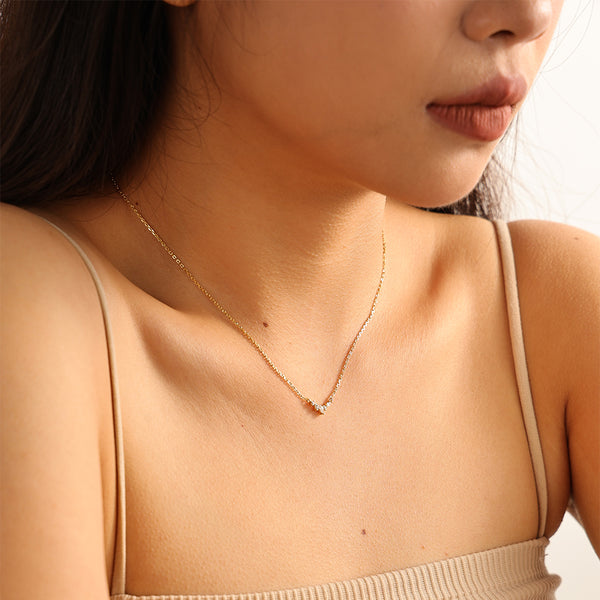 VFX0154 Marquise Waterdrop Round CZ Pendant Necklace