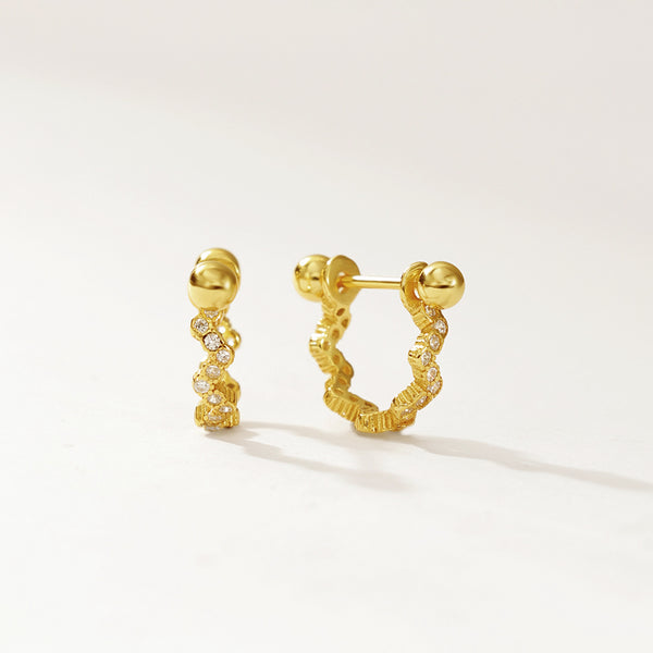 FE2922 925 Sterling Silver Wavy Screw Piercing Stud Earrings