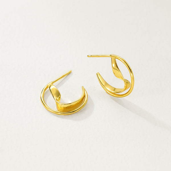 FE2890 925 Sterling Silver Simple Geometric Hoop Earrings