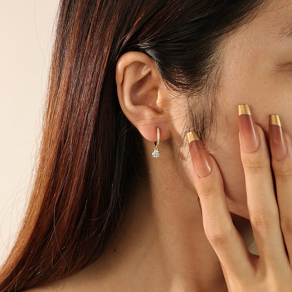 FE2166 925 Sterling Silver Round Cut Cubic Zirconia Drop Earrings