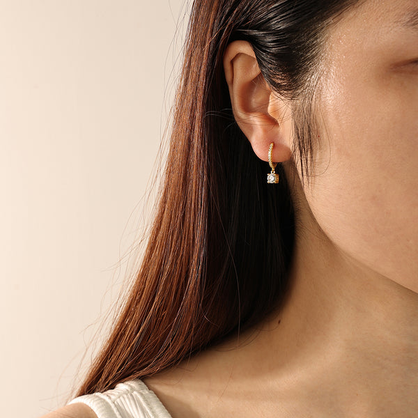 FE2166 925 Sterling Silver Round Cut Cubic Zirconia Drop Earrings