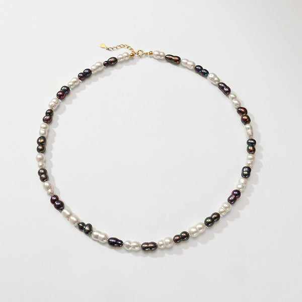 PN0177 925 Sterling Silver White Purple Freshwater Pearl Necklace