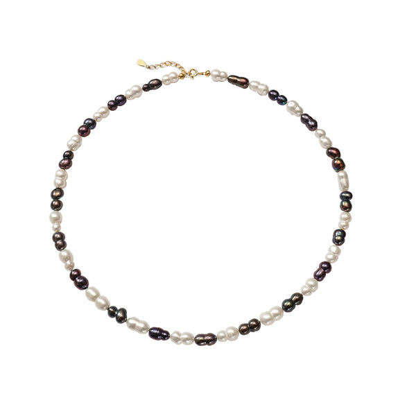 PN0177 925 Sterling Silver White Purple Freshwater Pearl Necklace