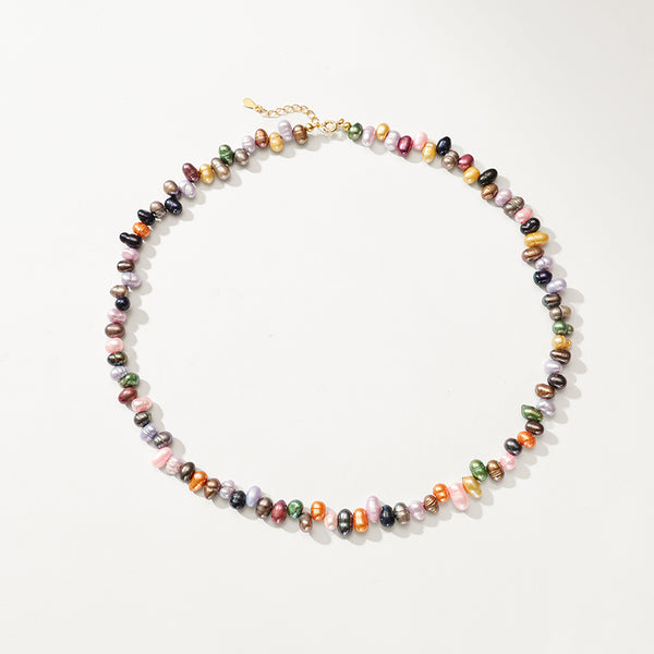 PN0176 925 Sterling Silver Multi-Color Pearl Necklace