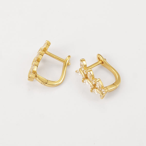 FE2186 925 Sterling Silver Butterfly CZ U Shape Hoop Earrings