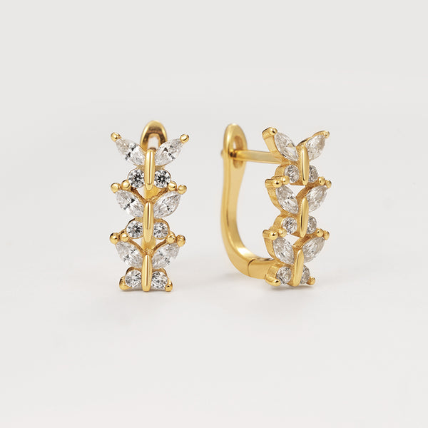 FE2186 925 Sterling Silver Butterfly CZ U Shape Hoop Earrings