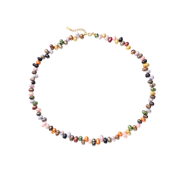 PN0176 925 Sterling Silver Multi-Color Pearl Necklace