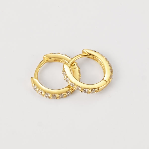 FE2112 925 Sterling Silver Full Cubic Zirconia Band Hoop Earrings