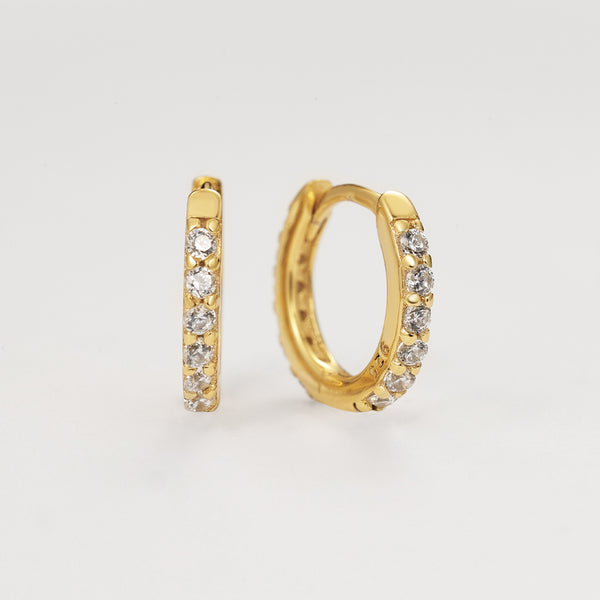 FE2112 925 Sterling Silver Full Cubic Zirconia Band Hoop Earrings