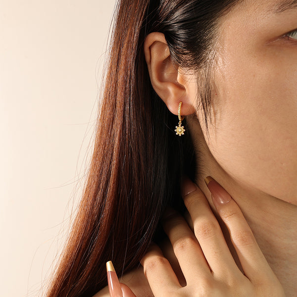 FE2153 925 Sterling Silver Shining Eight-Pointed Star Dangle Earrings