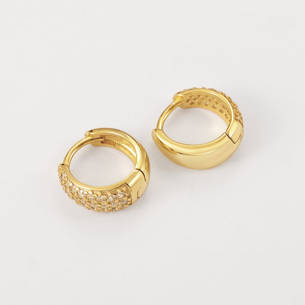 FE2121 925 Sterling Silver CZ Bold Hoop Earrings