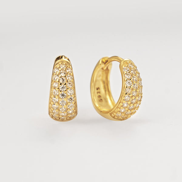 FE2121 925 Sterling Silver CZ Bold Hoop Earrings