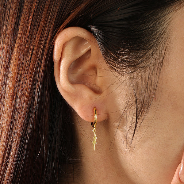 FE2209 925 Sterling Silver High Polished Lightning Dangle Earrings