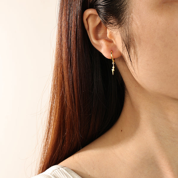 FE2209 925 Sterling Silver High Polished Lightning Dangle Earrings