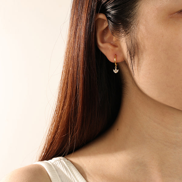 FE2223 925 Sterling Silver Geometric Marquise Zircon Hoop Earrings