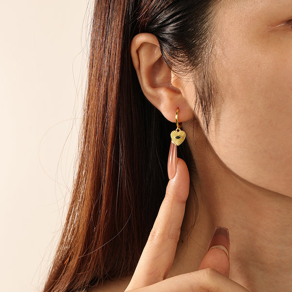 FE2099 925 Sterling Silver Green CZ Heart Pendant Earrings