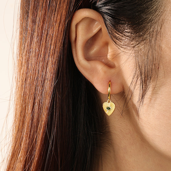 FE2099 925 Sterling Silver Green CZ Heart Pendant Earrings