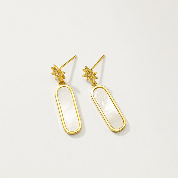 FE2722 925 Sterling Silver Sparkling Star Studs Square Dangle Earrings