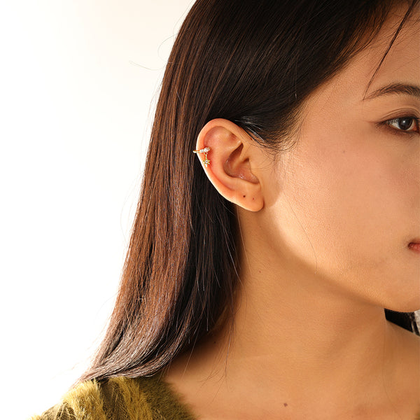 FE3178 Satrburst CZ Shell Pearl Ear Cuff