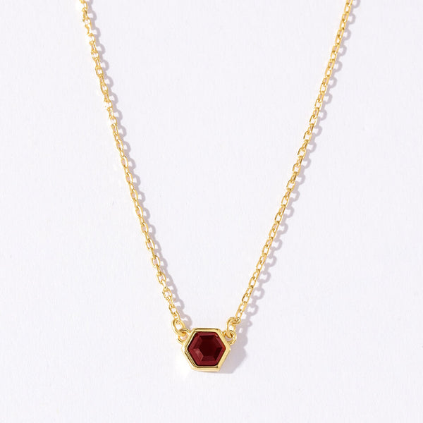 VFX0245 Hexagon Birthstone Pendant Necklace