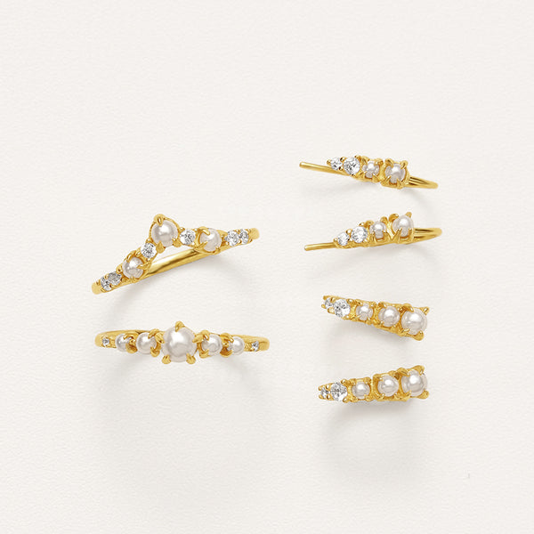 VFJ0524 V-Shaped Shell Pearl Ring