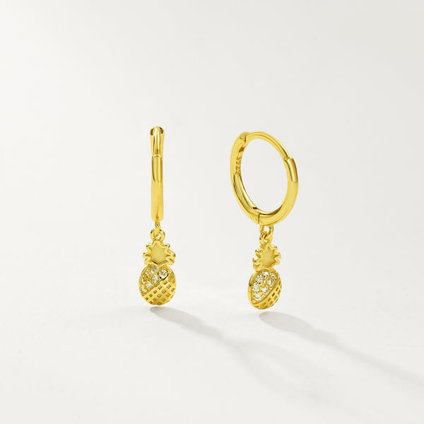 FE2731 925 Sterling Silver Cubic Zirconia Pineapple Dangle Earrings
