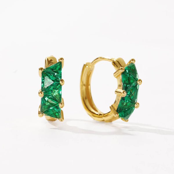 VFE0212 Geometric Triangle Colored Zirconia Hoop Earrings
