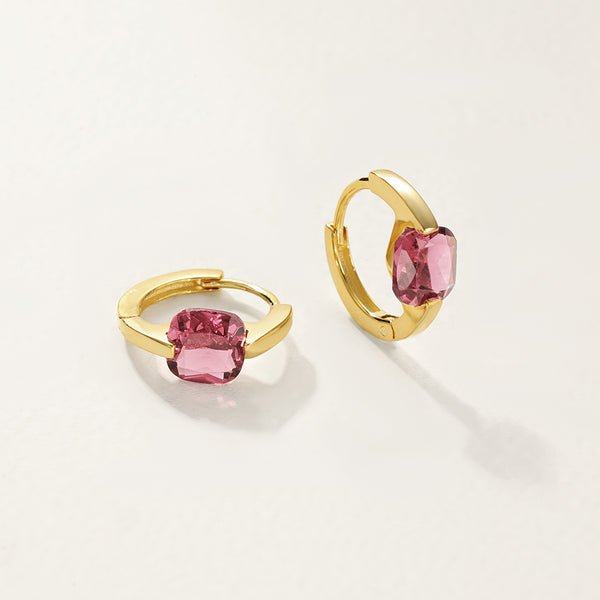 FE2743 925 Sterling Silver Square Colorful Zirconia Hoop Earring