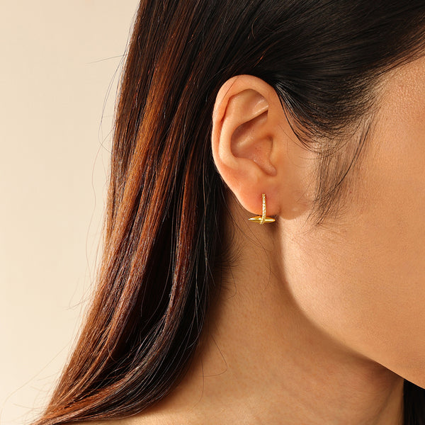 FE2870 925 Sterling Silver CZ Olive Hoop Earrings