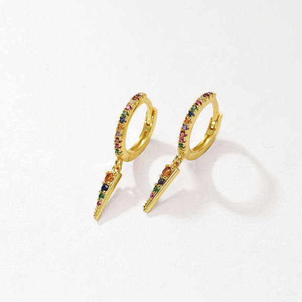 FE2957 925 Sterling Silver Pavé Colored Zirconia Cone Dangle Earrings