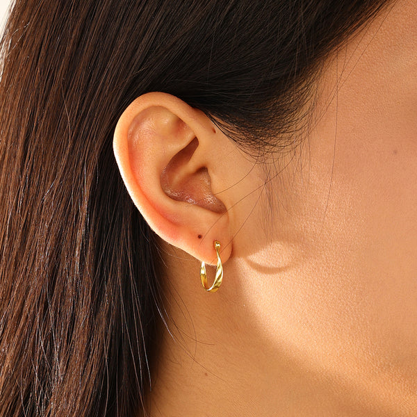 FE3127 Gold Plated Twist Hoop Earring