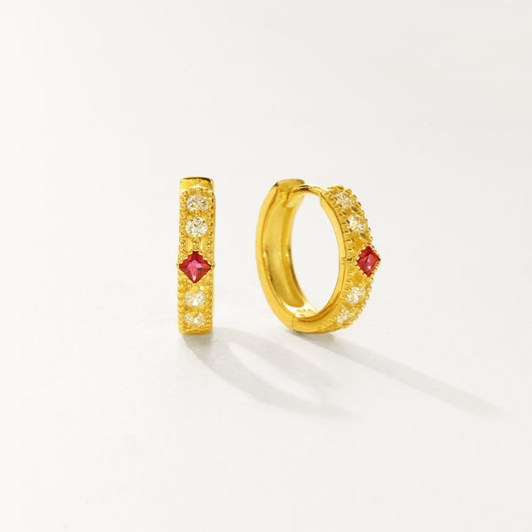 FE2907 925 Sterling Silver Pave Zirconia Hoop Huggie Earrings