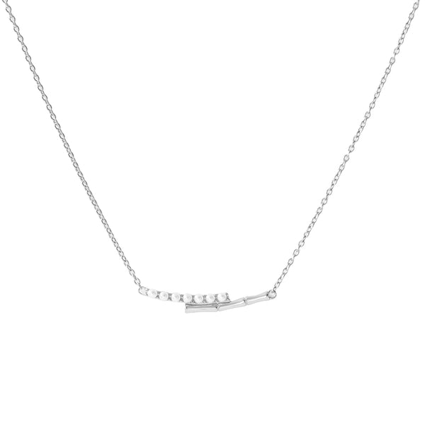 FX1190 925 Sterling Silver Bamboo Pearl Clavicle Necklace