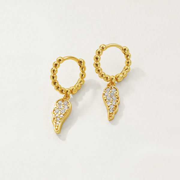 FE2876 925 Sterling Silver Crystal Wigs Dangle Hoop Earrings