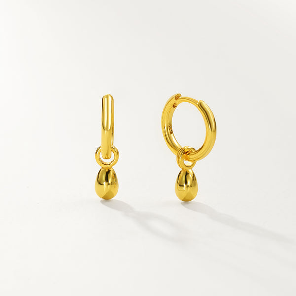 FE2898 925 Sterling Silver Bead Drop Hoop Earrings