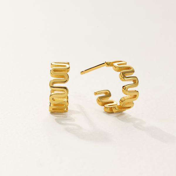 FE2903 925 Sterling Silver Wavy Hoop Earring