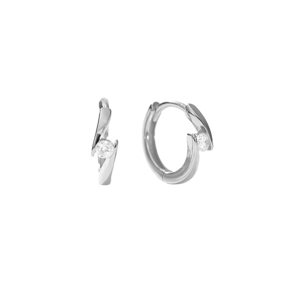 FE2951 925 Sterling Silver Zircon Lightning Statement Hoop Earrings