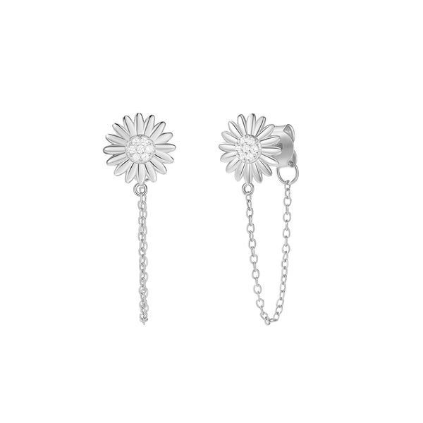 FE2949 925 Sterling Silver CZ Daisy Chain Stud Earring
