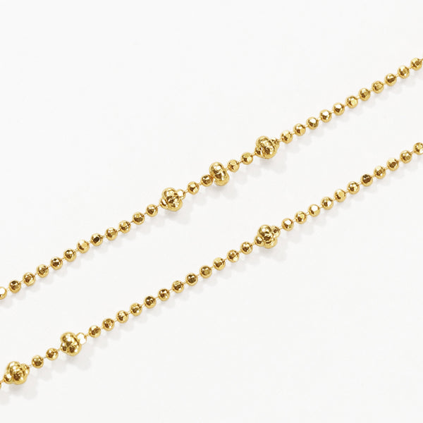 FX1295 925 Sterling Silver Gold Beaded Chain Necklaces
