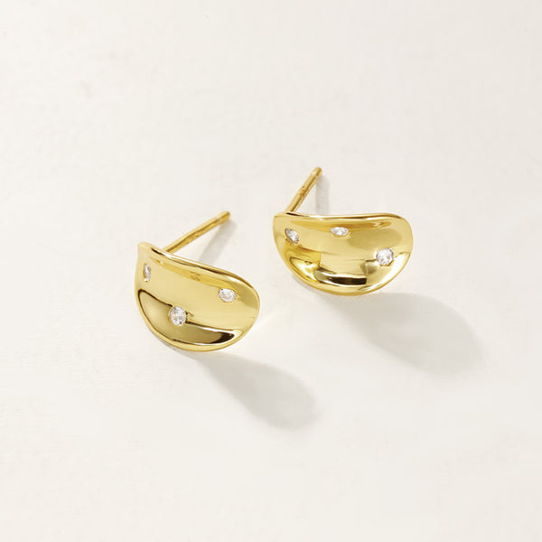 FE2899 925 Sterling Silver Commna Gold Stud Earring