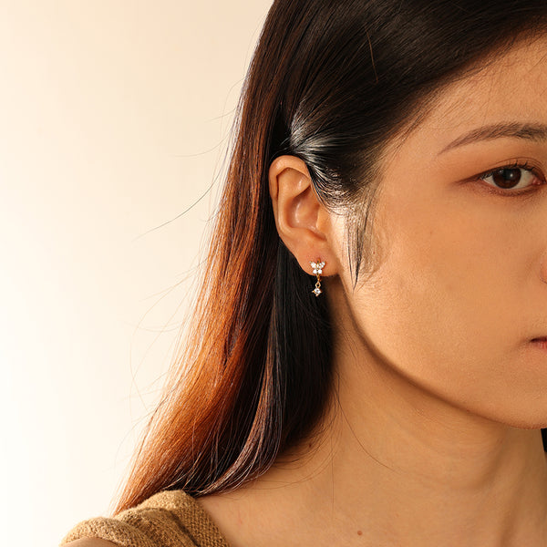 FE2744 925 Sterling Silver Cubic Zirconia Colorful Butterfly Dangle Hoop Earrings