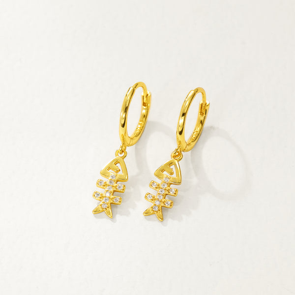 FE2716 925 Sterling Silver Zircon Herringbone Dangle Earrings