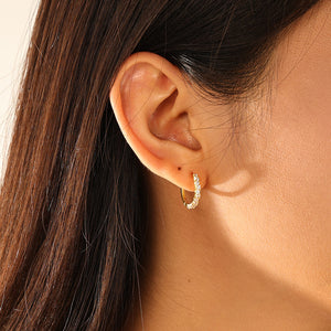 FE3196 Minimalist Cubic Zirconia Hoop Earring