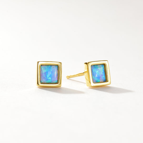 VFE0276 Princess Cut Square Opal Stud Earring