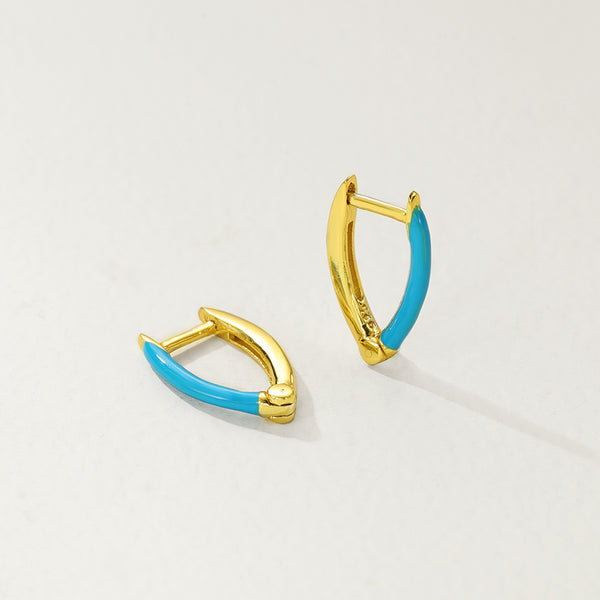 FE2893 925 Sterling Silver Simple Enamel Hoop Earrings