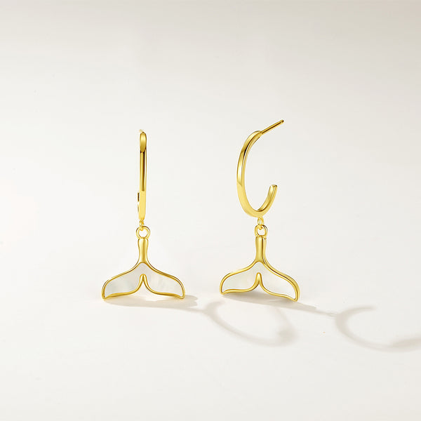FE2721 925 Sterling Silver Dolphin Tail Dangle Earring