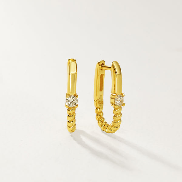 FE2861 925 Sterling Silver Zircon Twist Hoop Earring