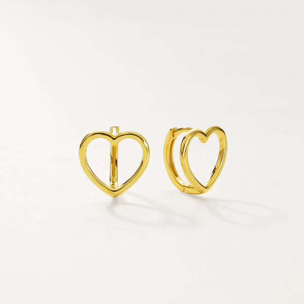 FE2901 925 Sterling Silver Hollow Heart Hoop Earrings